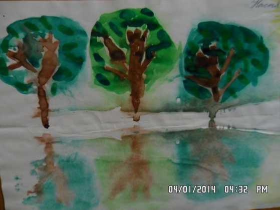 Конспект нод по нетрадиционному рисованию «зимний пейзаж у озера. монотипия»