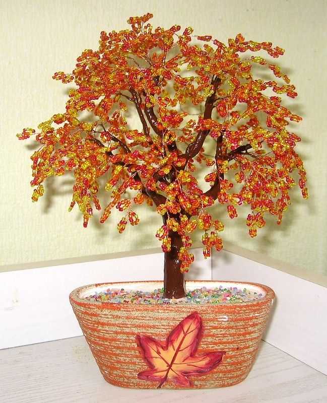 Осеннее дерево из бисера. мастер класс с пошаговым фото