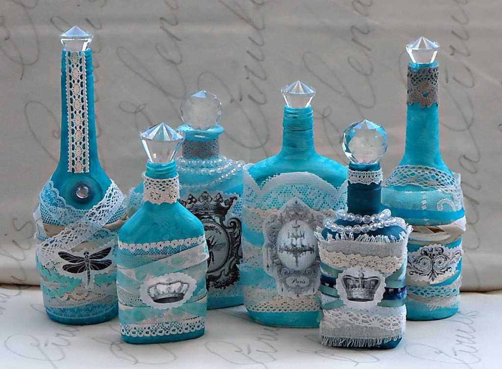 Декор бутылок из цветной соли