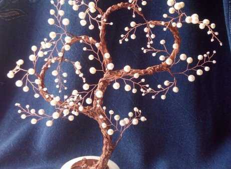Бонсай топиарий ёлка мастер-класс поделка изделие валентинов день бисероплетение сердечное дерево+мк бисер гипс цемент проволока