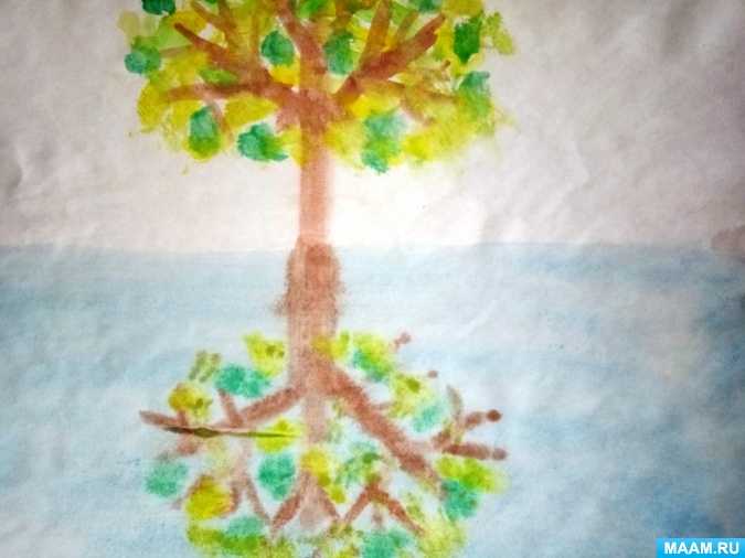 Конспект занятия по рисованию в технике монотипии «деревья смотрят в озеро». воспитателям детских садов, школьным учителям и педагогам - маам.ру