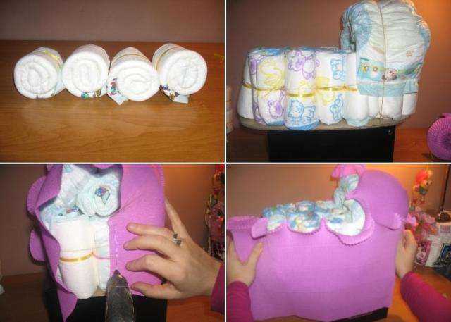 Презенты для новорождённых: как сделать подарок из памперсов своими руками