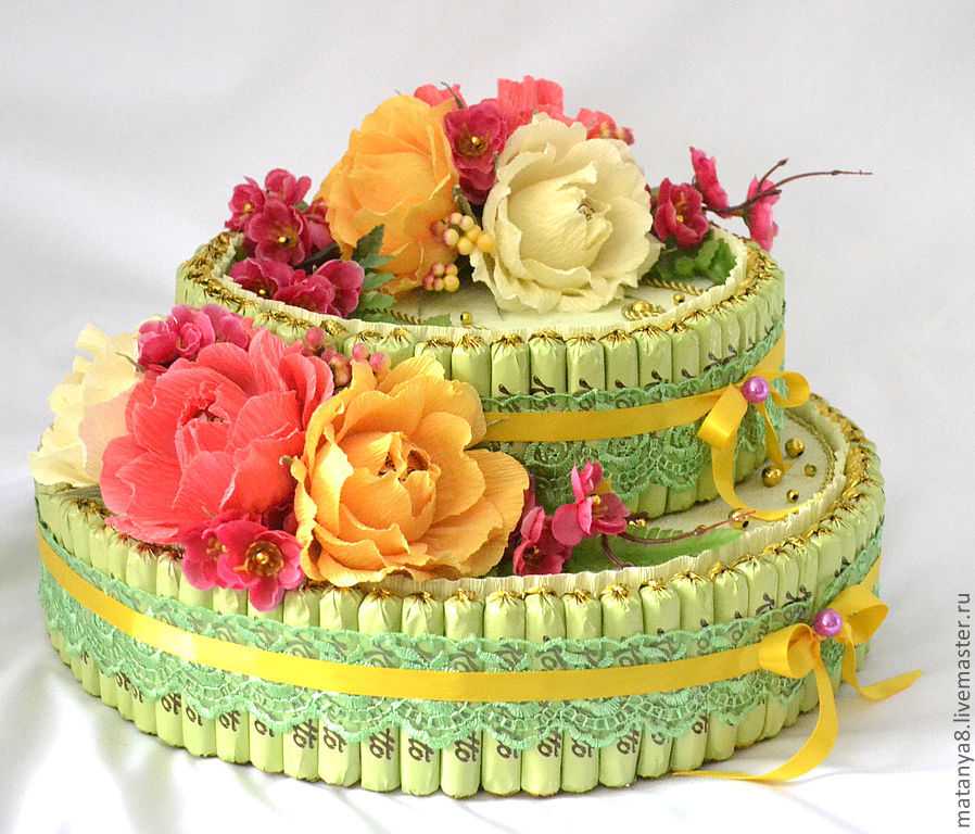 Торт из конфет. свит дизайн мастер-класс с пошаговыми фото