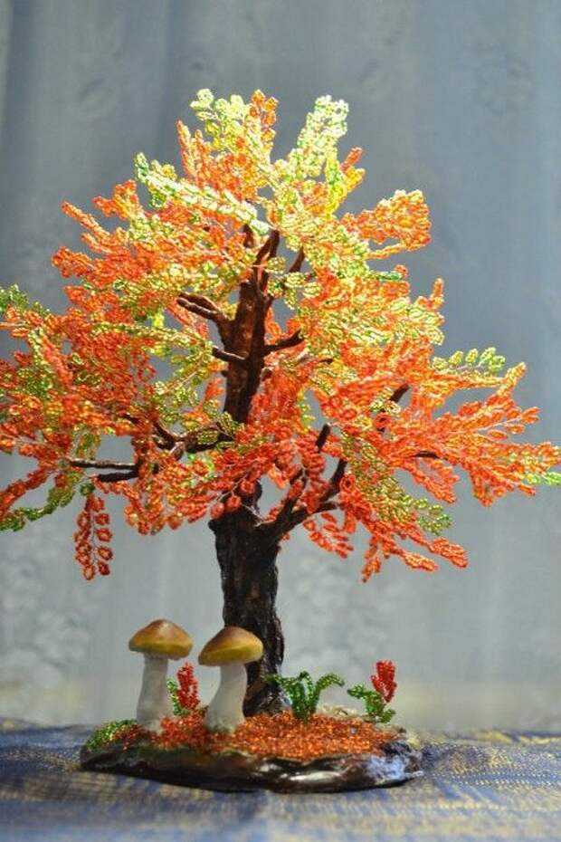 Осеннее дерево из бисера красочных оттенков. мк, фото, видео