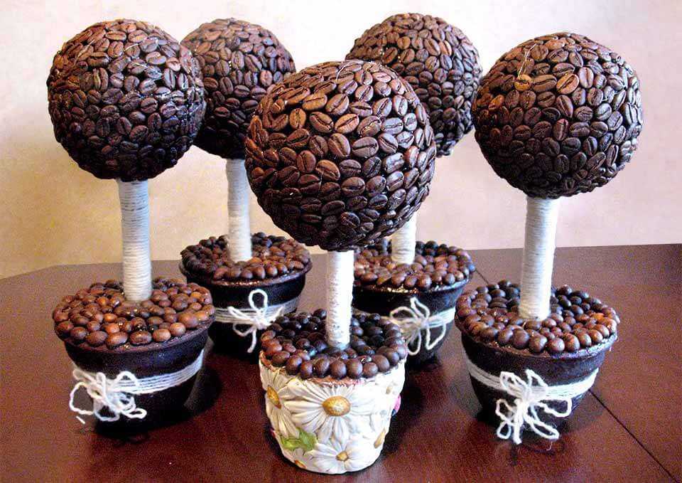 Кофейный топиарий: пошаговый мастер-класс как сделать маленькое декоративное дерево из кофейных зерен