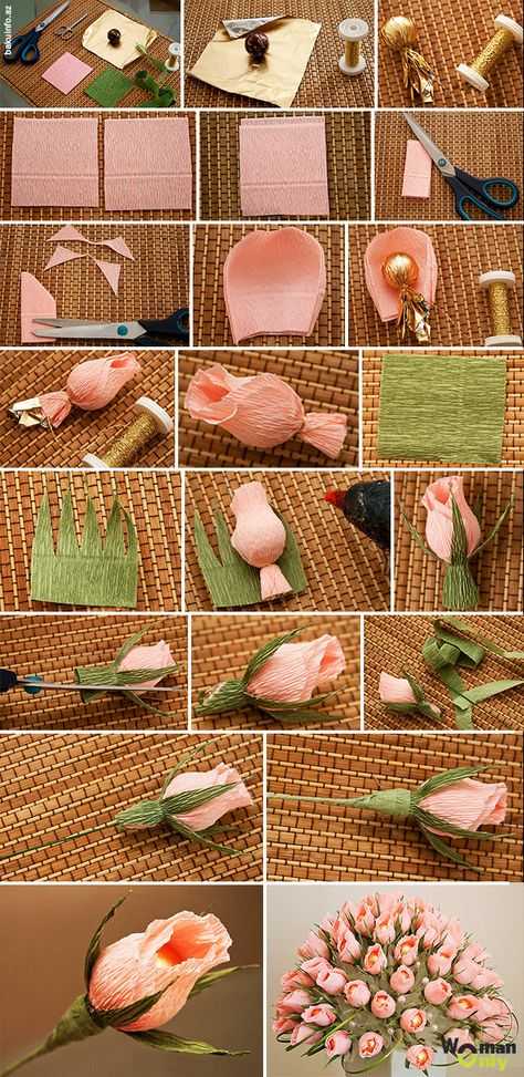 Сегодня я покажу вам, как сделать розы из конфет и гофрированной бумаги, которые пригодятся вам при создании сладких букетов в технике свит-дизайн. Также их можно применить при создании пода