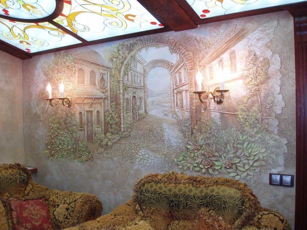 Фреска на стену — идеи декора и варианты оформления интерьера при помощи декоративных фресок (125 фото)