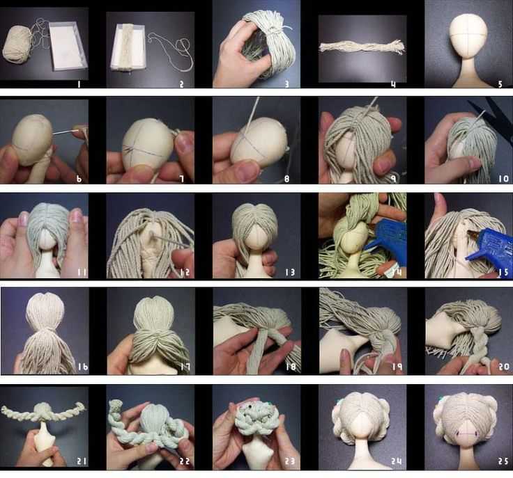 Прически для текстильных кукол своими руками, мастер-класс по созданию волос из пряжи