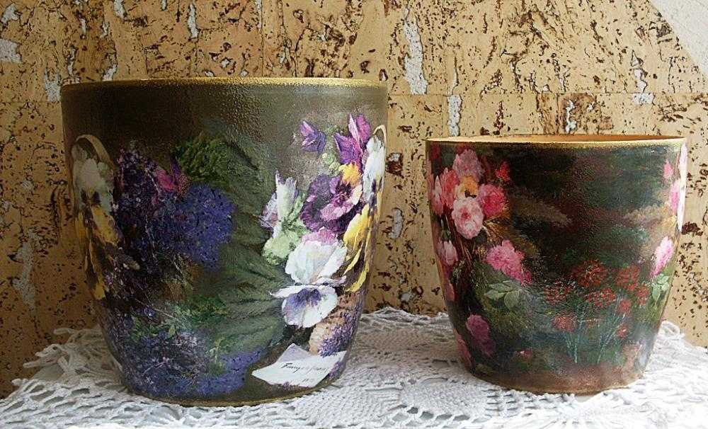 Декупаж цветочных горшков своими руками салфетками, работа с глиняными и пластиковыми горшками