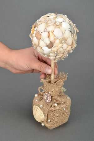 Топиарий из ракушек и жемчужин: как сделать дерево счастья в морской тематике своими руками