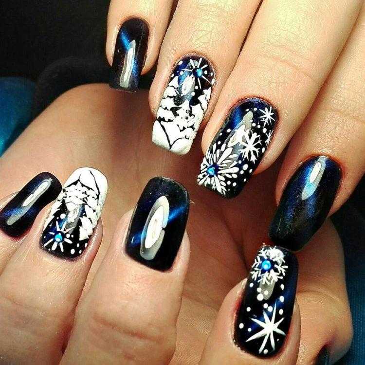 Зимние рисунки на ногтях