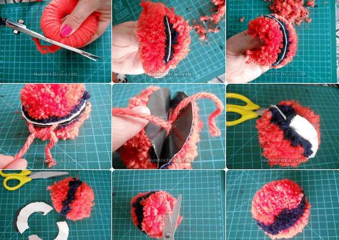 Поделки из помпонов (100 фото идей): урок вязания помпонов для начинающих. мастер-класс изготовления игрушек, украшений, поделок