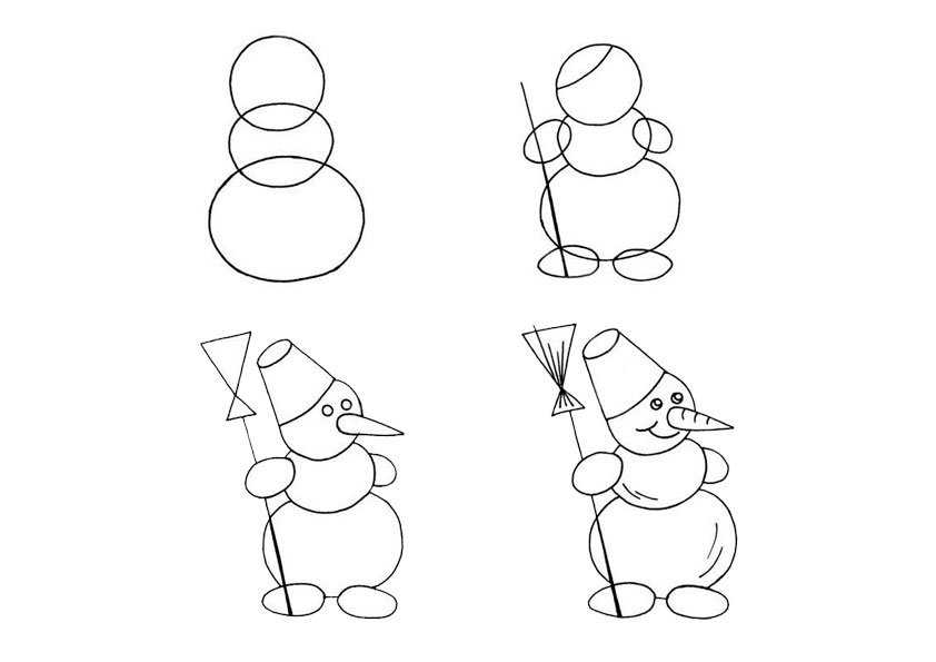 Как нарисовать снеговика карандашом? :: syl.ru